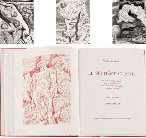 Andre Masson - Le Septieme Chant - 1974 four etchings with text in portfolio